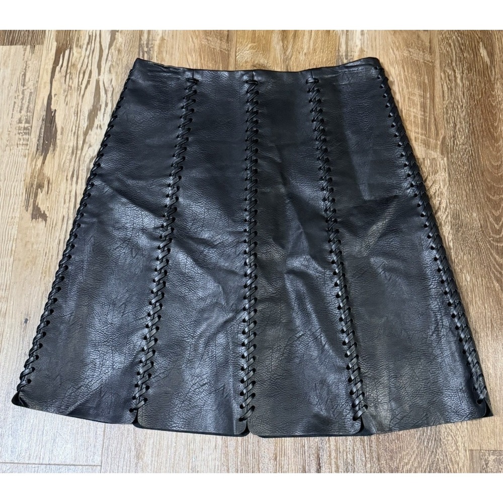 Bishop and Young Womens Skirt Black Size Small Vegan Leather Lined